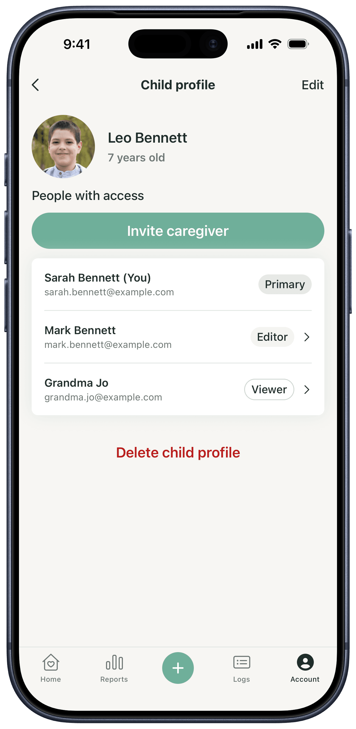 Sweetpea: caregivers with access