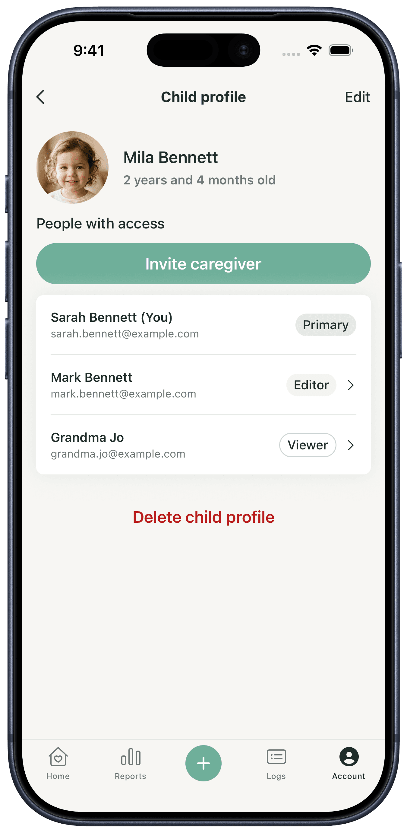 Sweetpea — caregivers with access
